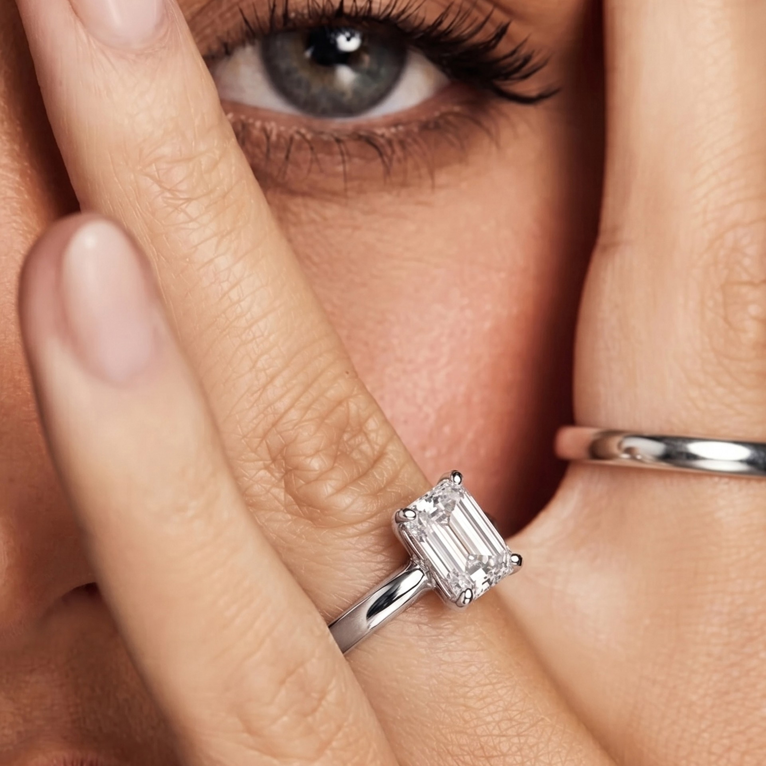 Platinum engagement ring with a diamond